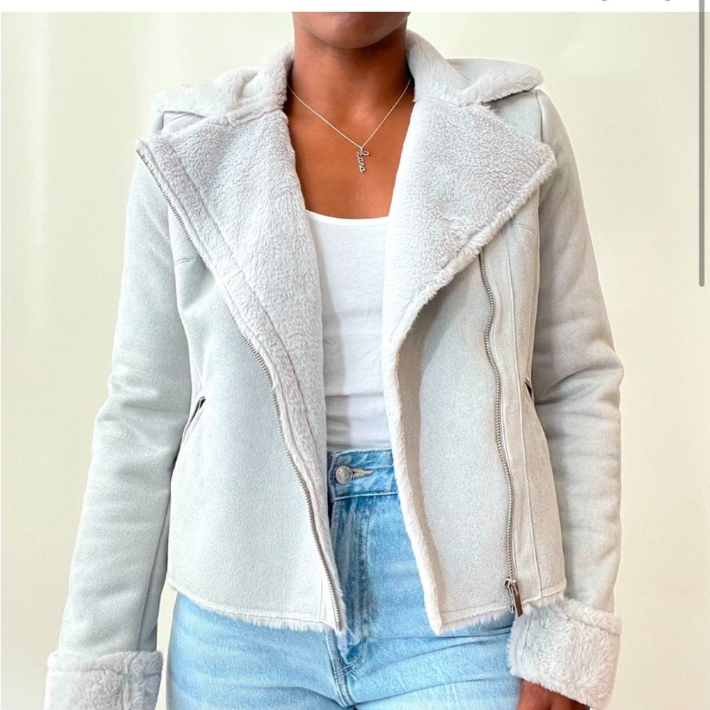 KUT from the Kloth Candece Bonded Faux Shearling Moto Jacket.